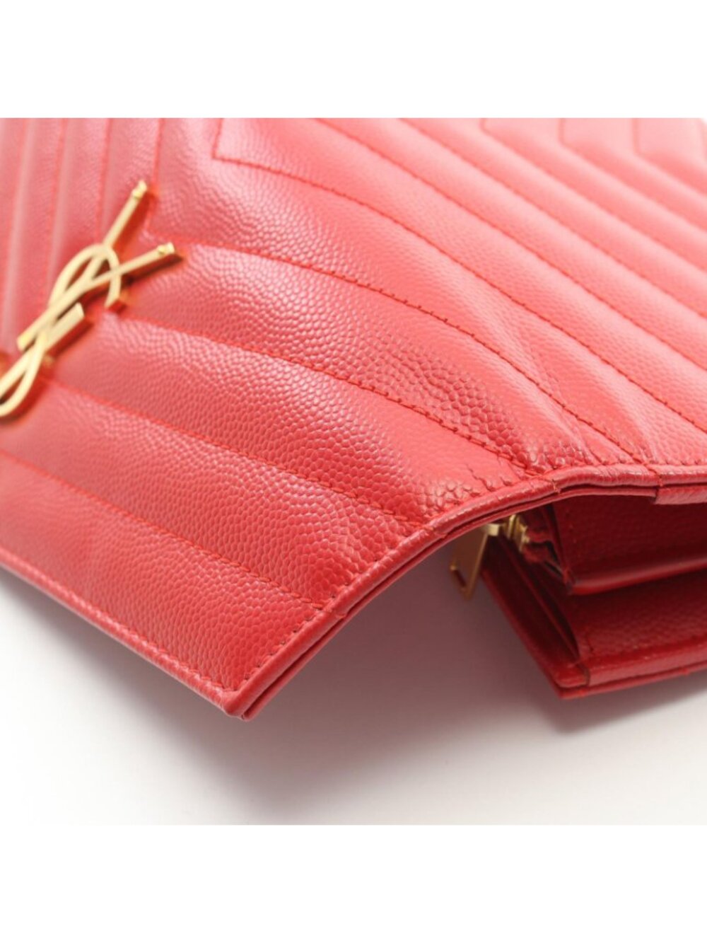 Saint Laurent Paris Bifold Wallet Monogram Red Leather Cassandra Matelasse - Picture 8 of 9